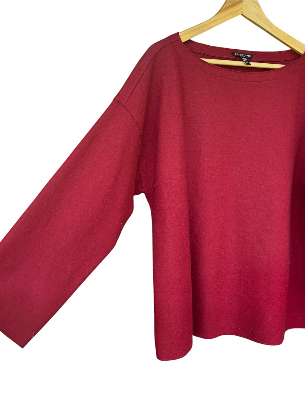 Eileen Fisher Women XL Red Wool Sweater Boxy Scandinavian Lagenlook Quiet Luxury